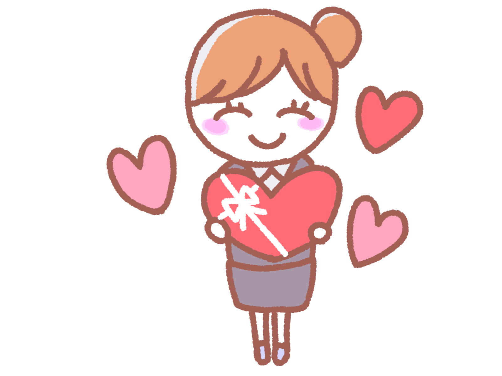 ハートを渡す女性イラスト