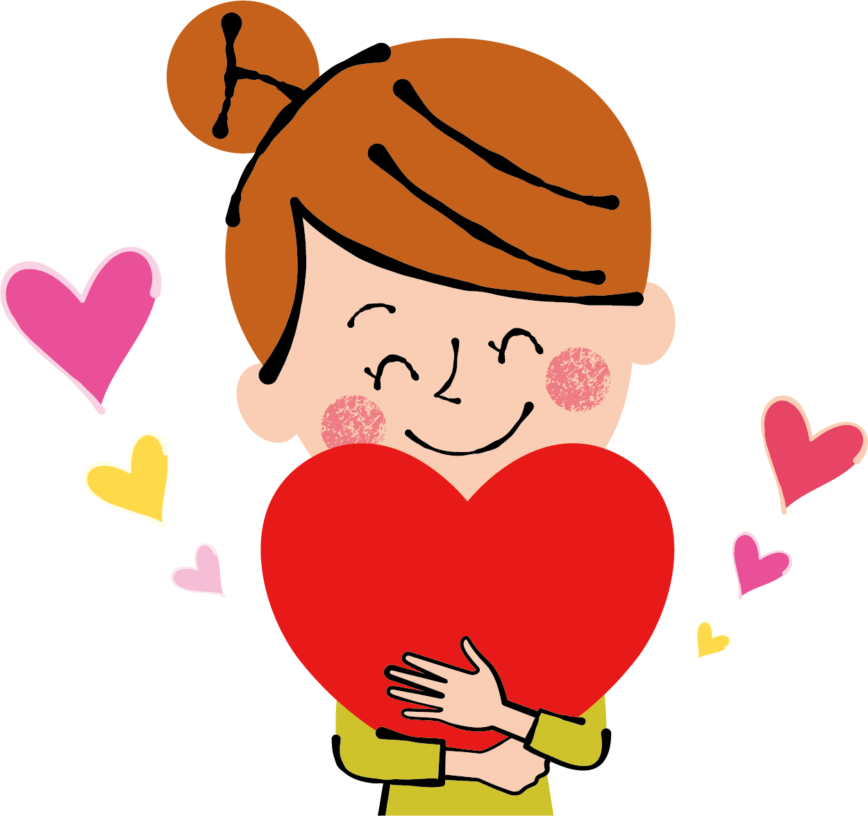 ハートを抱える女性イラスト